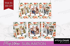 Floral Photo Mug Wrap PNG - Peony Flower Picture Frame Mug Product Image 1