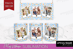 Retro Flowers Photo Mug Wrap PNG - Floral Picture Frame Mug Product Image 1