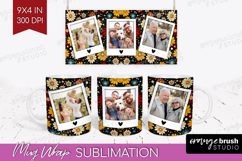 Retro Flowers Photo Mug Wrap PNG - Floral Picture Frame Mug Product Image 1