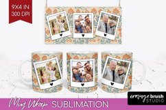 Flowers Photo Mug Wrap PNG - Vintage Floral Picture Frame Product Image 1