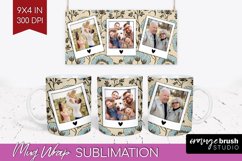 Flowers Photo Mug Wrap PNG - Vintage Floral Picture Frame Product Image 1