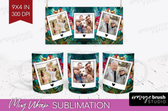 Stained Glass Photo Mug Wrap PNG - Flowers Picture Frame Mug Product Image 1