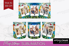 Stained Glass Photo Mug Wrap PNG - Flowers Picture Frame Mug Product Image 1