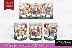 Stained Glass Photo Mug Wrap PNG - Flowers Picture Frame Mug Product Image 1
