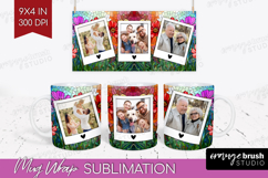 Stained Glass Photo Mug Wrap PNG - Flowers Picture Frame Mug Product Image 1