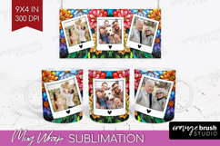 Stained Glass Photo Mug Wrap PNG - Flowers Picture Frame Mug Product Image 1