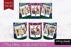 Stained Glass Photo Mug Wrap PNG - Flowers Picture Frame Mug Product Image 1