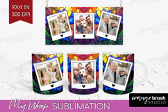 Stained Glass Photo Mug Wrap PNG - Flowers Picture Frame Mug Product Image 1