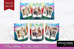 Stained Glass Photo Mug Wrap PNG - Flowers Picture Frame Mug Product Image 1
