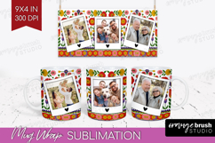 Folk Flowers Photo Mug Wrap PNG - Floral Picture Frame Mug Product Image 1