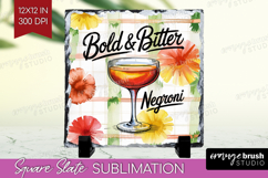 Negroni Cocktail Slate PNG Summer Drink Square Slate Product Image 1