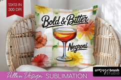 Negroni Cocktail Pillow Sublimation Summer Drink Pillow PNG Product Image 1