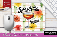 Negroni Cocktail Mouse Pad Sublimation Summer Drink Mousepad Product Image 1