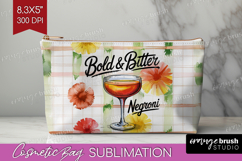 Negroni Cocktail Cosmetic Bag Summer Drink Makeup Bag PNG Product Image 1