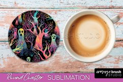 Neon Halloween Coasters - Spooky Round Coaster Sublimation Product Image 1