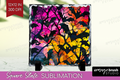Neon Halloween Slate PNG - Spooky Square Slate Sublimation Product Image 1