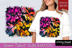 Neon Halloween Square Tshirt Background - Spooky PNG Product Image 1