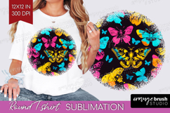 Neon Halloween Round Tshirt Background - Spooky PNG Product Image 1