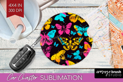 Neon Halloween Car Coaster - Spooky Coaster PNG Sublimation Product Image 1