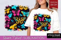 Neon Halloween Square Tshirt Background - Spooky PNG Product Image 1