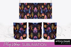 Neon Halloween Mug Wrap - Spooky Mug Sublimation Designs Product Image 1