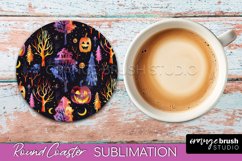 Neon Halloween Coasters - Spooky Round Coaster Sublimation Product Image 1