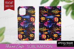 Neon Halloween Phone Case PNG - Spooky Case PNG Sublimation Product Image 1