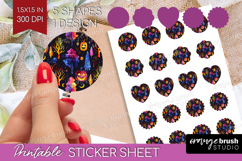Neon Halloween Round Sticker - Spooky Printable Sticker Product Image 1