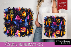 Neon Halloween Tote Bag - Spooky Tote Bag PNG Sublimation Product Image 1