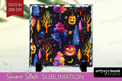 Neon Halloween Slate PNG - Spooky Square Slate Sublimation Product Image 1