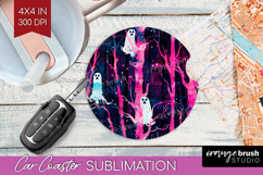 Neon Halloween Car Coaster - Spooky Coaster PNG Sublimation Product Image 1