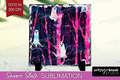 Neon Halloween Slate PNG - Spooky Square Slate Sublimation Product Image 1