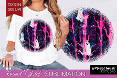 Neon Halloween Round Tshirt Background - Spooky PNG Product Image 1