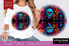 Neon Halloween Round Tshirt Background - Spooky PNG Product Image 1
