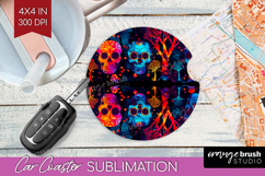 Neon Halloween Car Coaster - Spooky Coaster PNG Sublimation Product Image 1