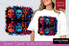 Neon Halloween Square Tshirt Background - Spooky PNG Product Image 1