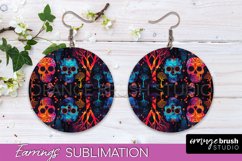 Neon Halloween Earrings - Spooky Round Earring Sublimation Product Image 1
