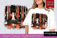 Neon Halloween Square Tshirt Background - Spooky PNG Product Image 1