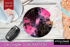Neon Halloween Car Coaster - Spooky Coaster PNG Sublimation Product Image 1