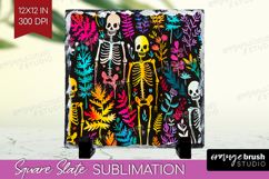 Neon Halloween Slate PNG - Spooky Square Slate Sublimation Product Image 1