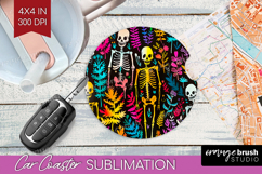 Neon Halloween Car Coaster - Spooky Coaster PNG Sublimation Product Image 1
