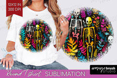 Neon Halloween Round Tshirt Background - Spooky PNG Product Image 1