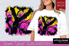 Neon Halloween Square Tshirt Background - Spooky PNG Product Image 1