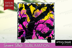 Neon Halloween Slate PNG - Spooky Square Slate Sublimation Product Image 1