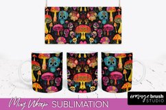 Neon Halloween Mug Wrap - Spooky Mug Sublimation Designs Product Image 1