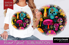 Neon Halloween Round Tshirt Background - Spooky PNG Product Image 1