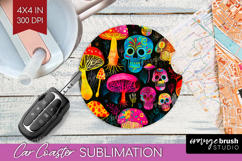 Neon Halloween Car Coaster - Spooky Coaster PNG Sublimation Product Image 1