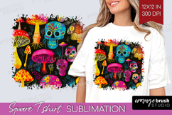 Neon Halloween Square Tshirt Background - Spooky PNG Product Image 1