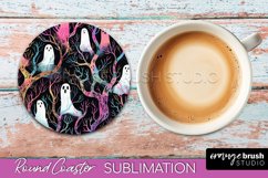 Neon Halloween Coasters - Spooky Round Coaster Sublimation Product Image 1