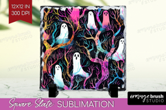 Neon Halloween Slate PNG - Spooky Square Slate Sublimation Product Image 1